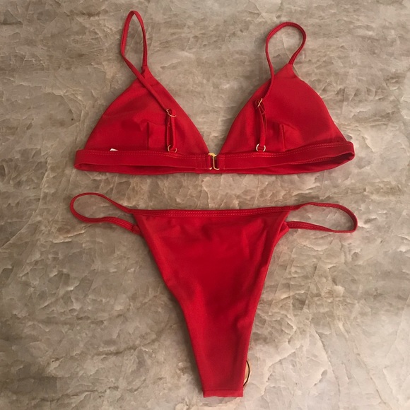 Red Triangle 2 Piece Bikini Set - Picture 3 of 3